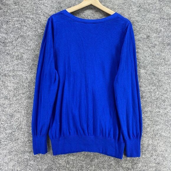 Lane Bryant Cardigan Women 18/20 Plus Blue V-Neck Button Up Cotton Long Sleeve - Picture 7 of 8